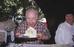 Hugh doing battle with a small mountain of vacherin