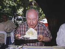 Hugh doing battle with a small mountain of vacherin